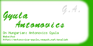 gyula antonovics business card